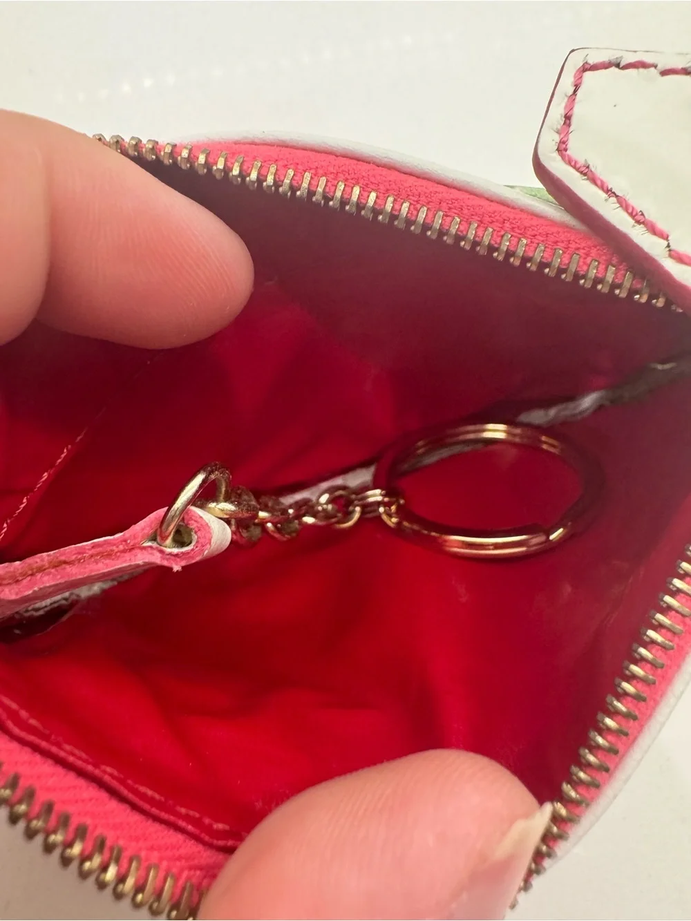 Dooney & Bourke Pink Floral Zip Card Pouch with White Trim